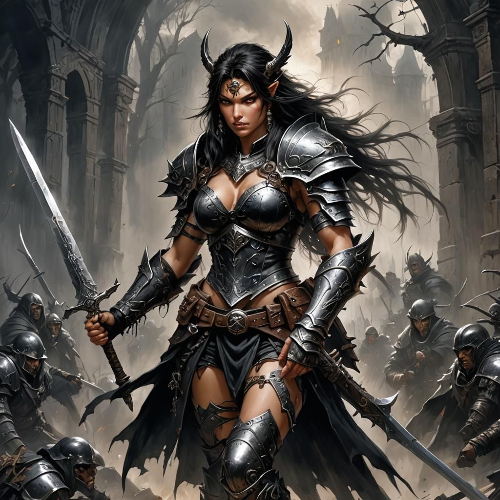 Grimdark Warrior in Dark Fantasy Style