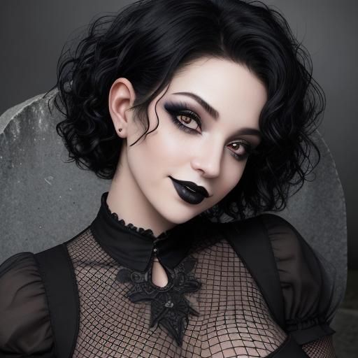 Goth Woman Portrait in Cemetery, Professional Photography