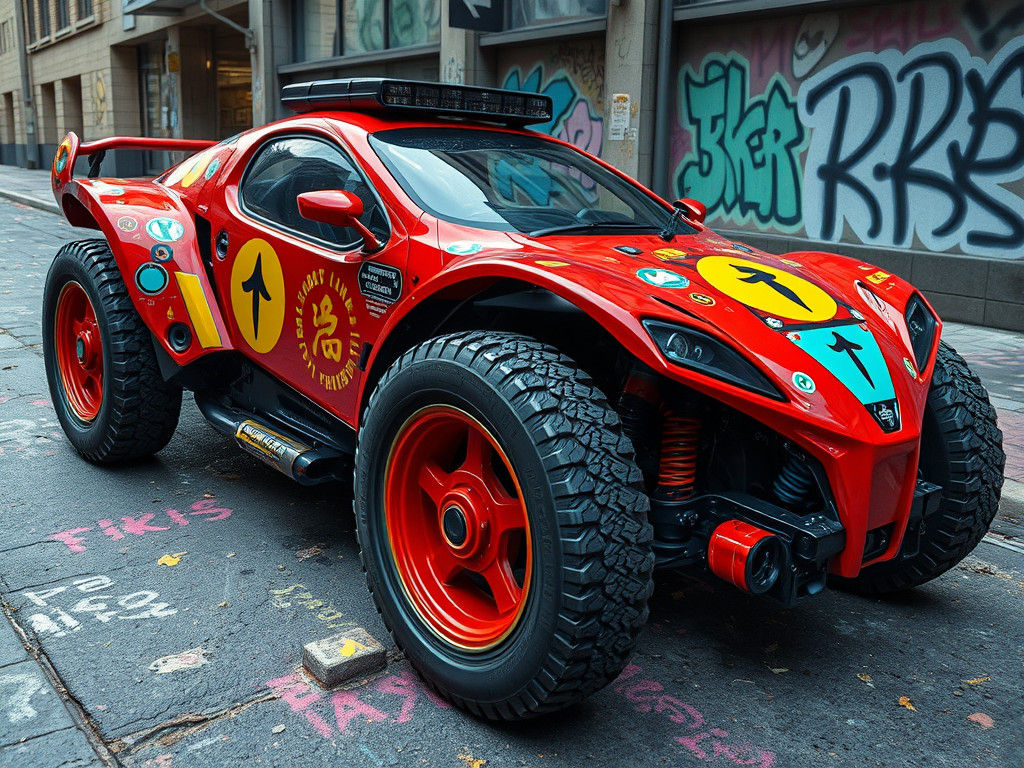 Cyberpunk Future Buggy Ground Level View