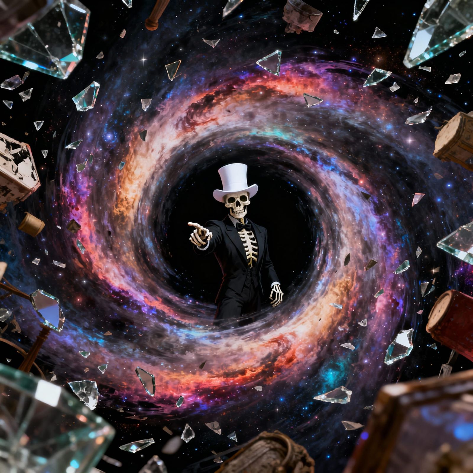 Astral Demon and Skeleton in Cosmic Void Digital Art