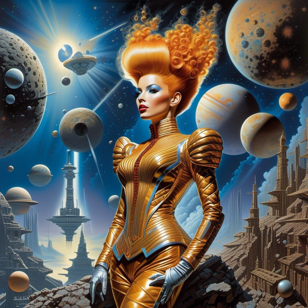 Ziggy Stardust Asteroid Art in Surrealist Style