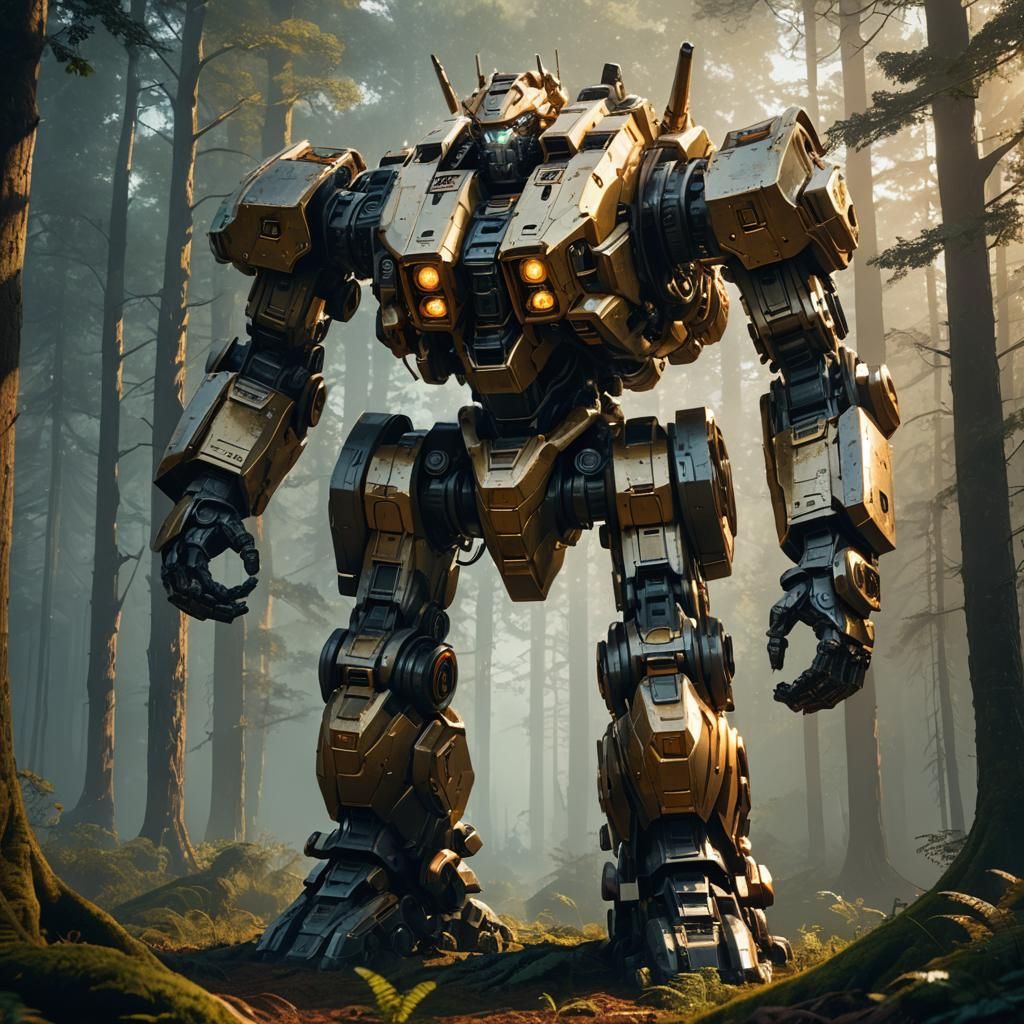 Mech at the Edge of Mystical Forest