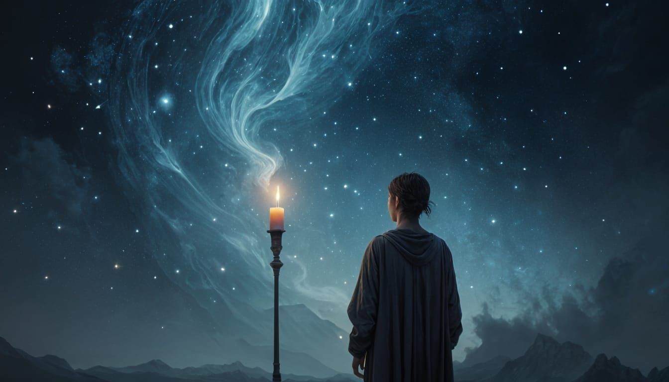 Mage at the Edge of Space in Digital Painting Style