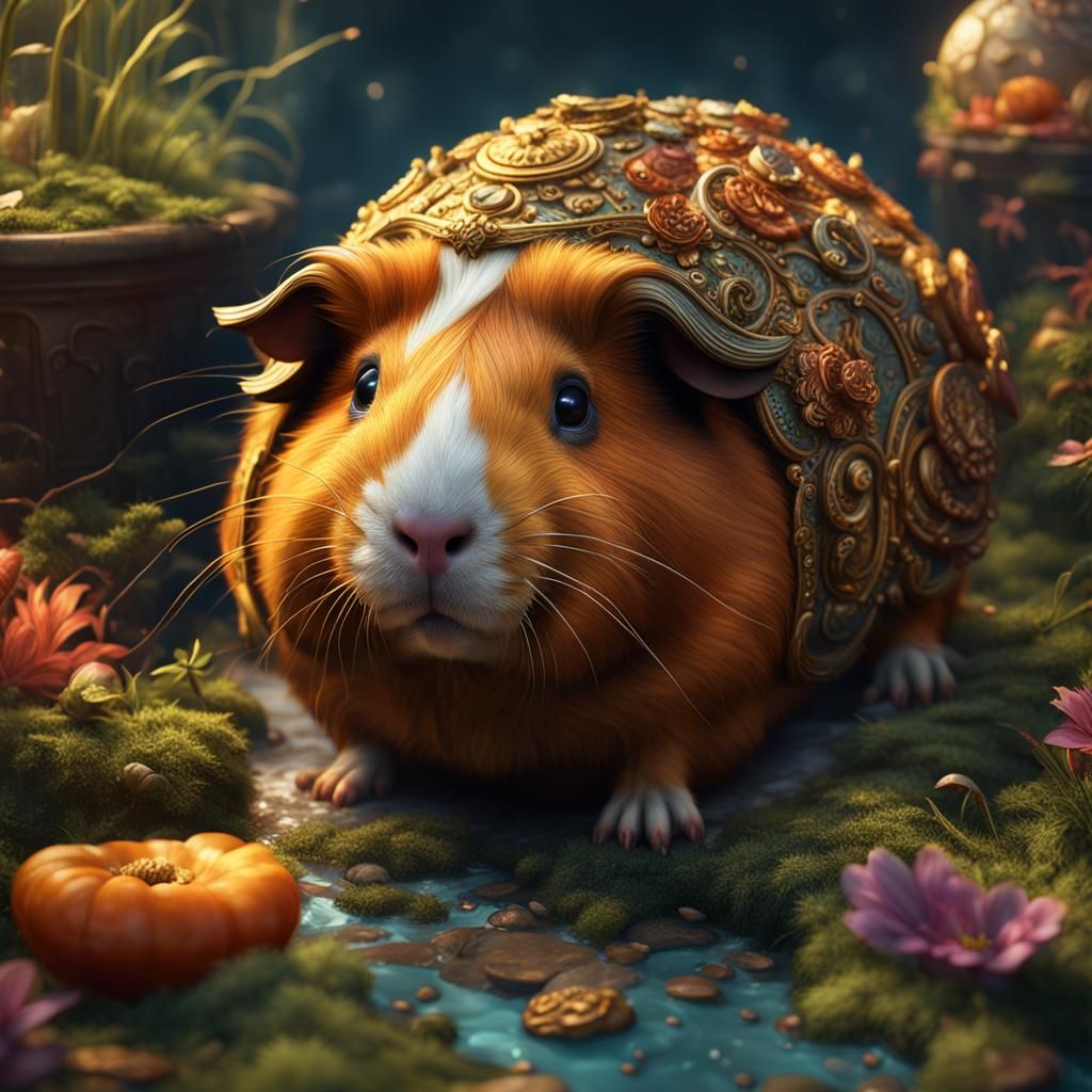 Fantastical Guinea Pig in Detailed Matte Painting
