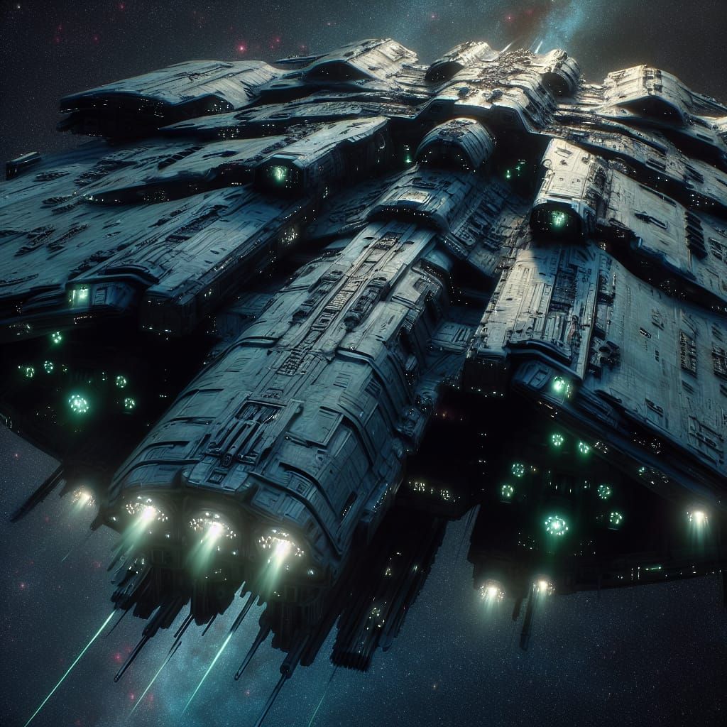 Colossal Sci-Fi Spaceship in Deep Space