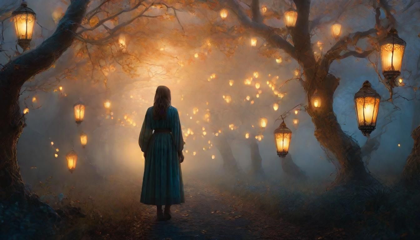 Ethereal Wanderer in Mystical Glowing Forest