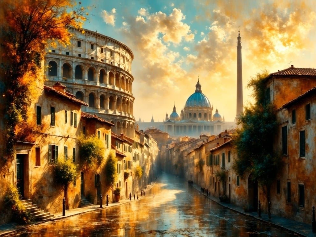 Rome at Golden Hour: Cinematic Matte Painting