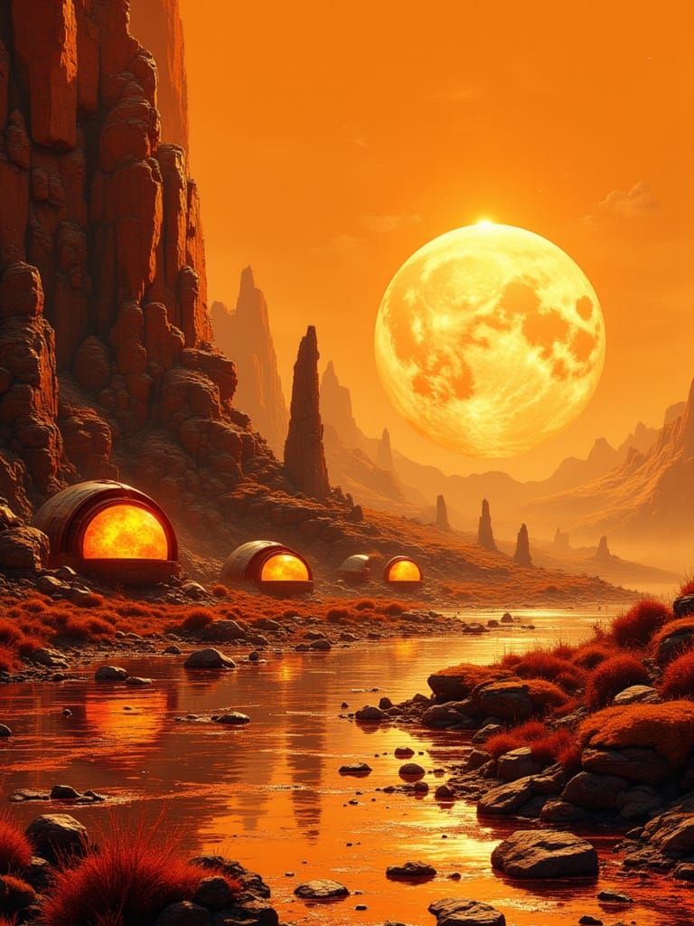 Distant Solar Habitat in Retro-Colonial Style