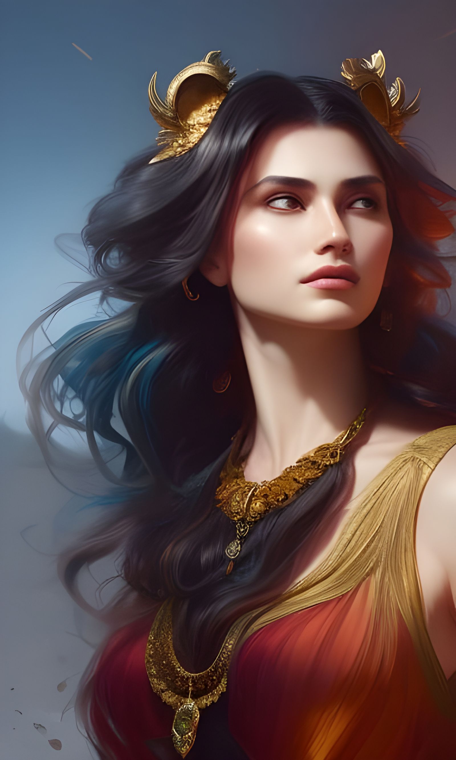 Lion-Headed Woman Portrait in Hyperrealistic Style