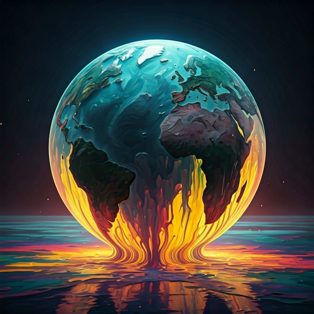 Vibrant Watercolor Globe with Kaleidoscopic Colors