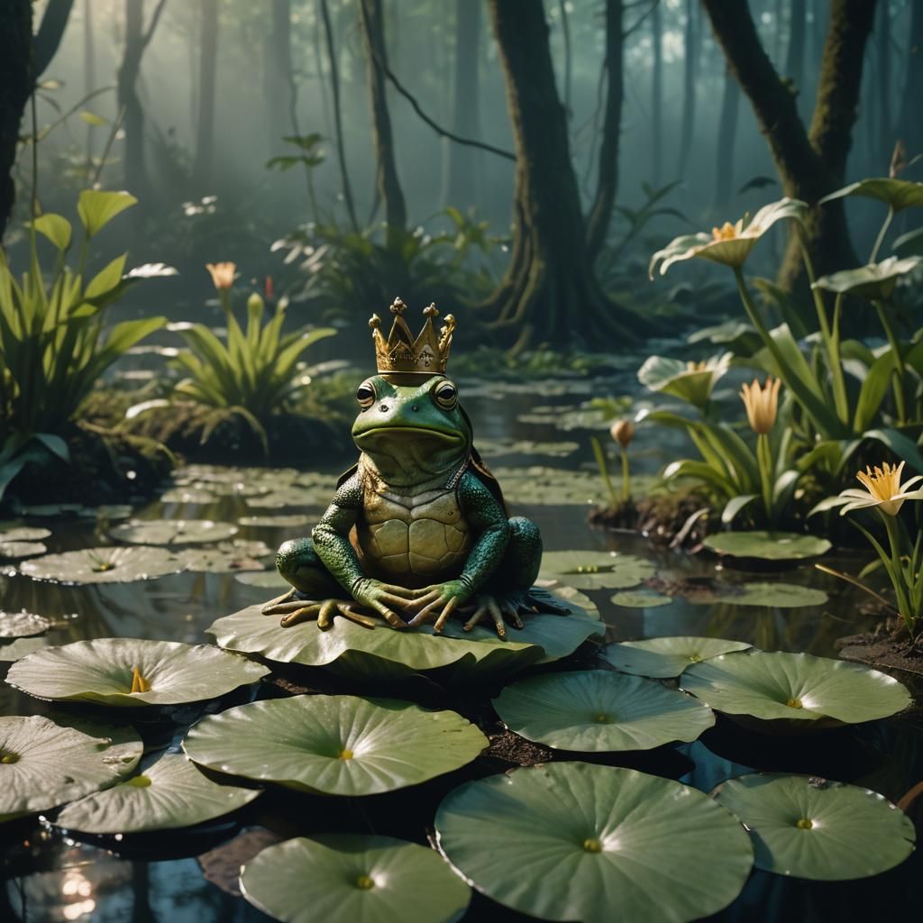 King Arthur as Frog in Mystical Forest