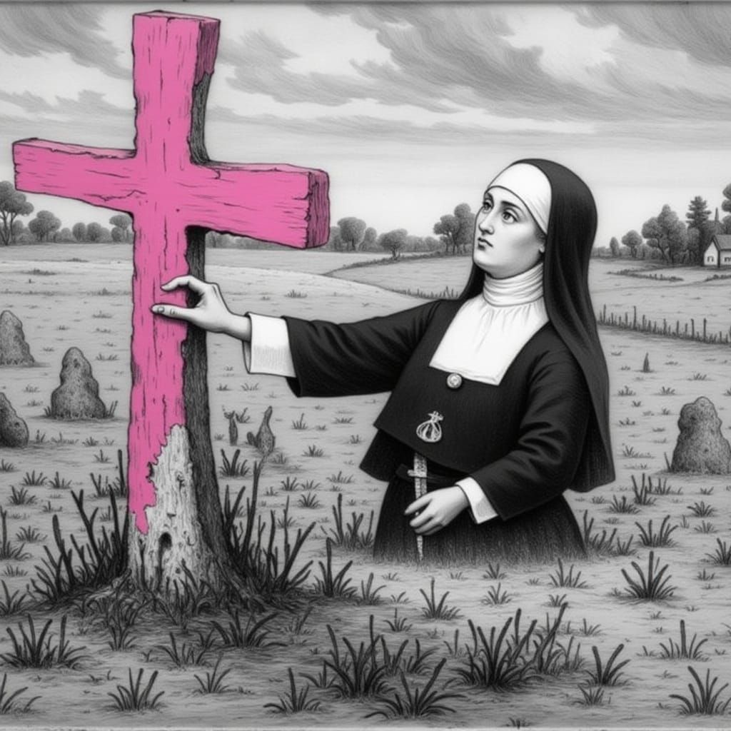 Woodchuck Chucking Nun to Pink Cross, Olsson Style