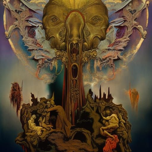 Post-Apocalyptic Heaven in Surrealist Art Nouveau Style