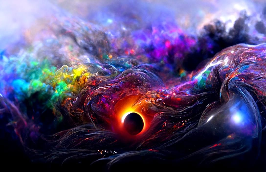 Colorful Black Hole in Space: Cel-Shaded Digital Art