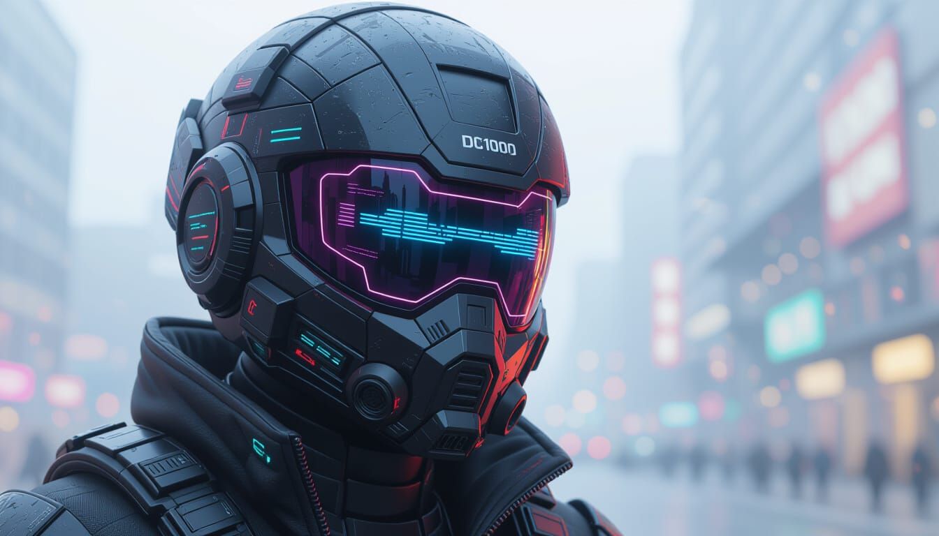 Cyberpunk Helmet Wallpaper in RGB Style