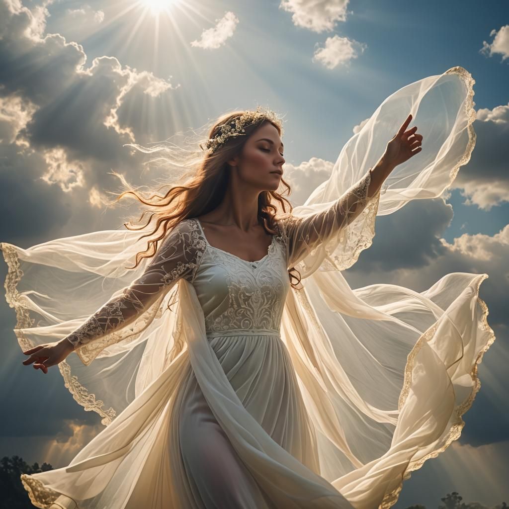 Ethereal Veil Dance in Divine Light