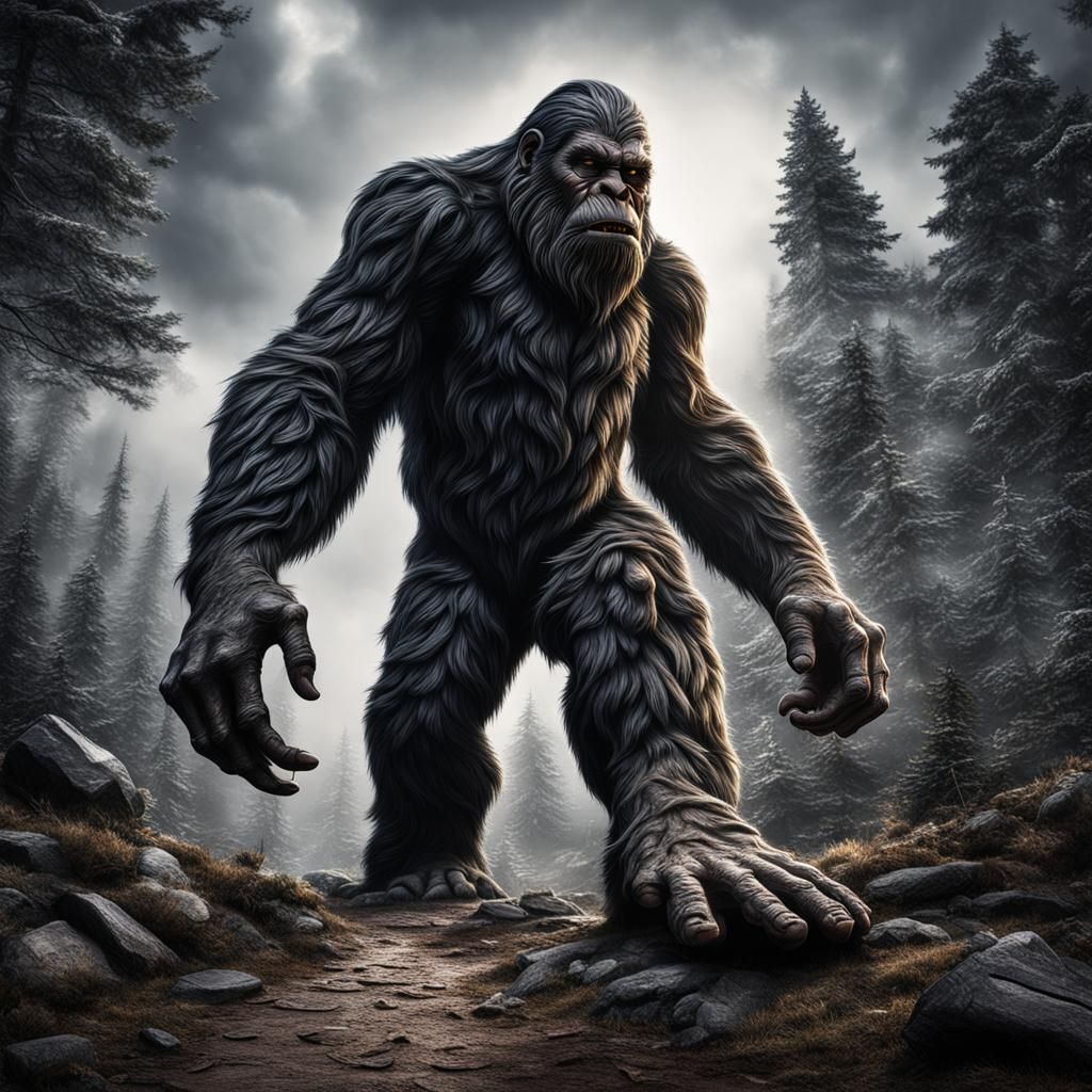 Hyperrealistic Big Foot in Atmospheric Light