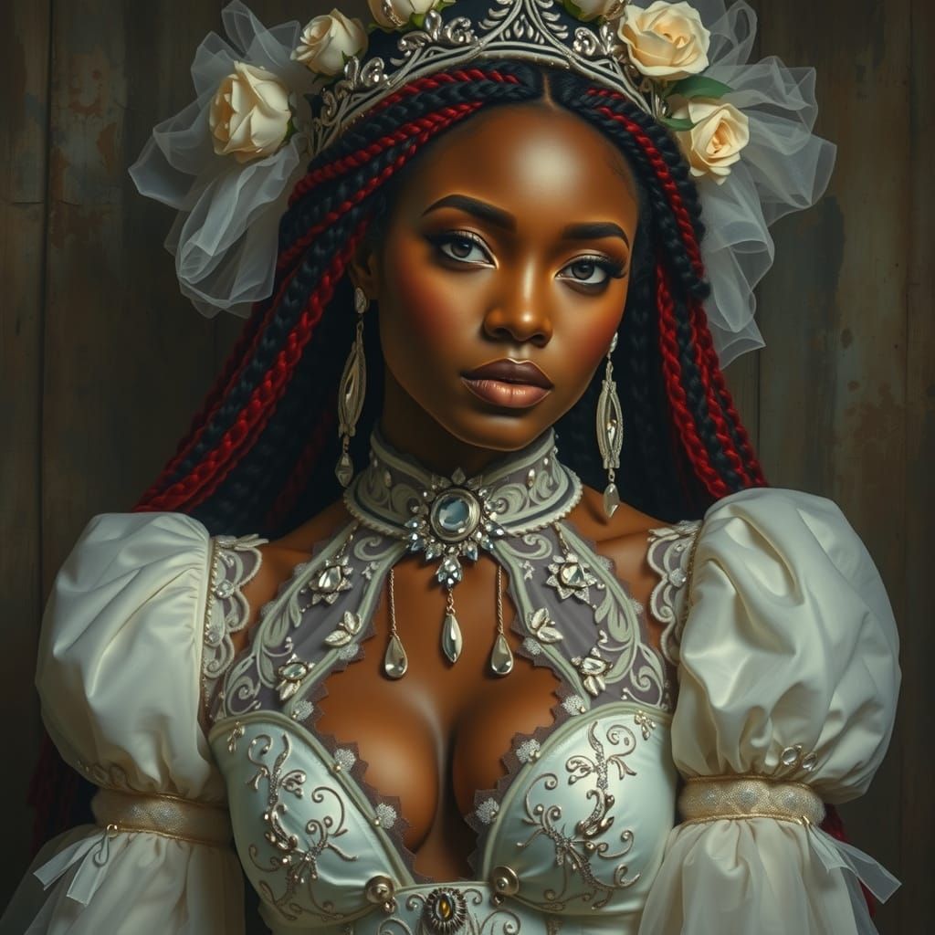 Regal African American Woman in Bridal Gown