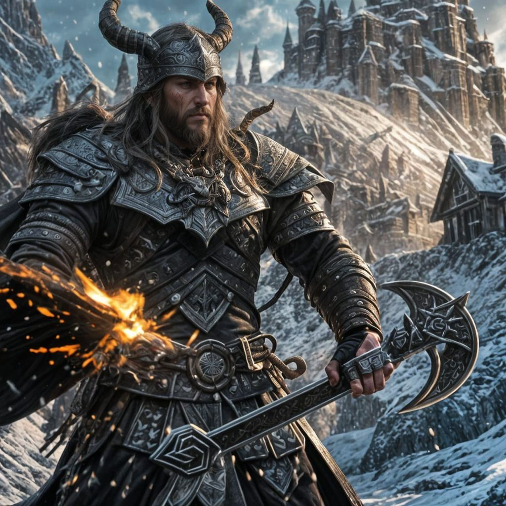 Viking Templar Warrior in Winter, High Fantasy Concept Art