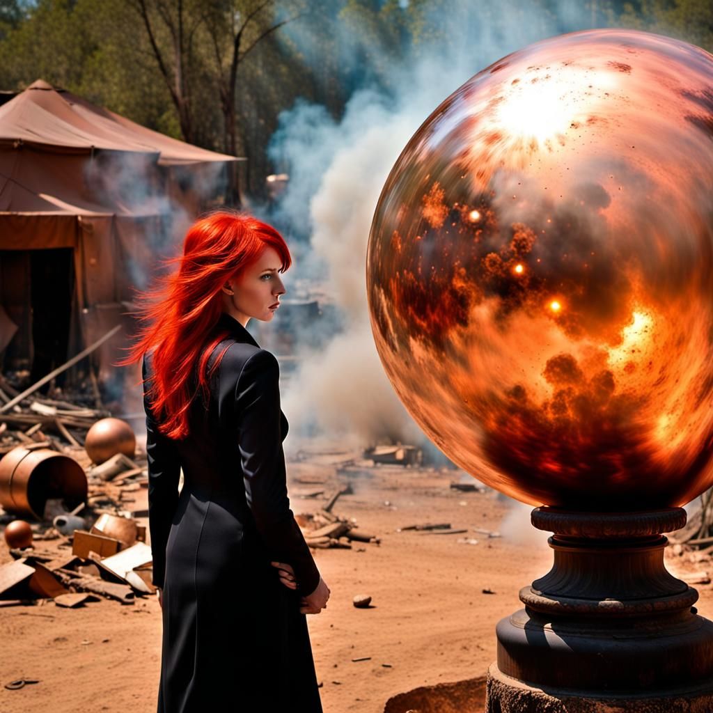 Red-Haired Stalker in Toxic Zone with Golden Sphere