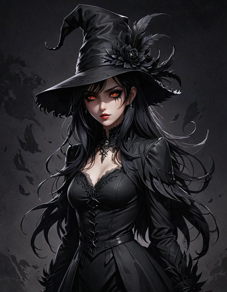 Anime Shadow Demon Girl in Gothic Fashion