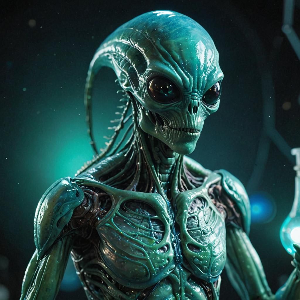 Surreal Alien Specimen in Exoplanet Lab