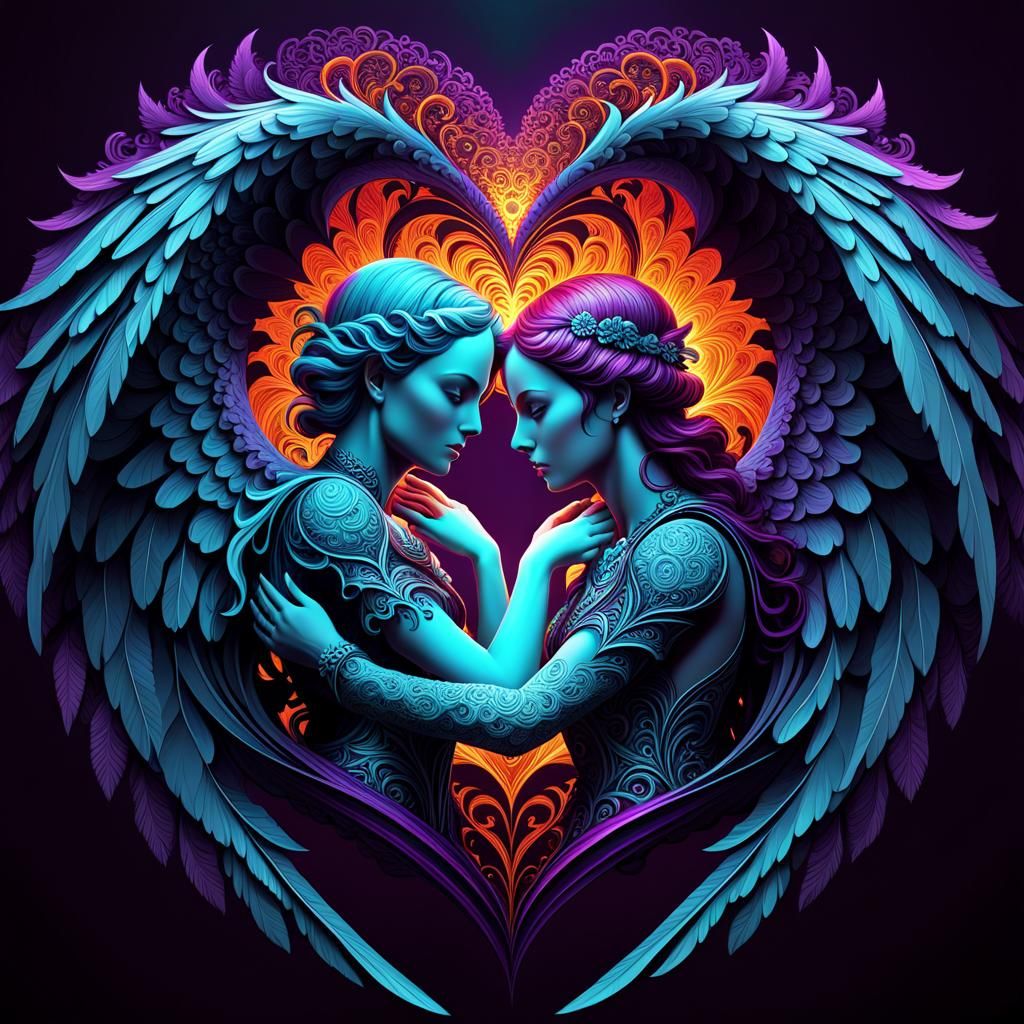 Angelic Demon Heart in Dark Fantasy Style