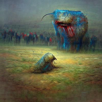 Eerie Creature in Beksinski Style