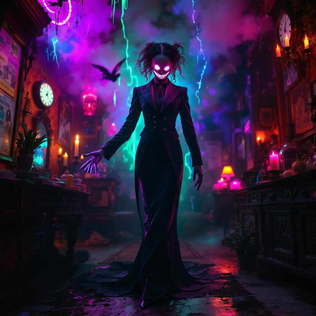 Surreal Victorian Undertaker in Decrepit Funeral Parlor