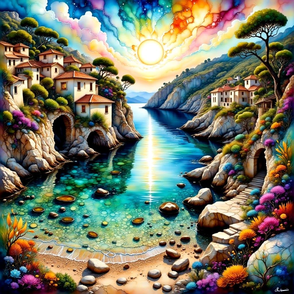 Epic Croatian Coastline in Vibrant Oil Painting Style