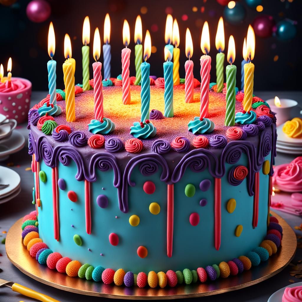 Hyperrealistic Female Birthday Cake with 90 Candles