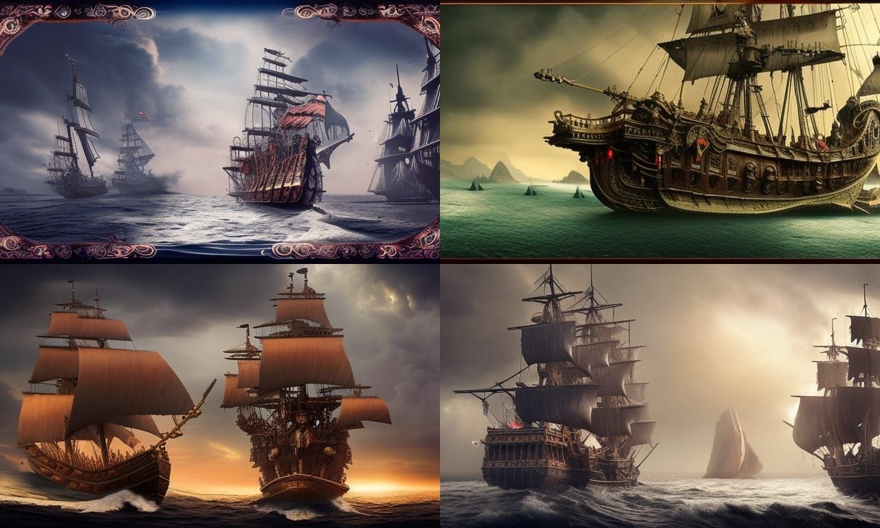 Epic Pirate Ship Digital Matte Painting