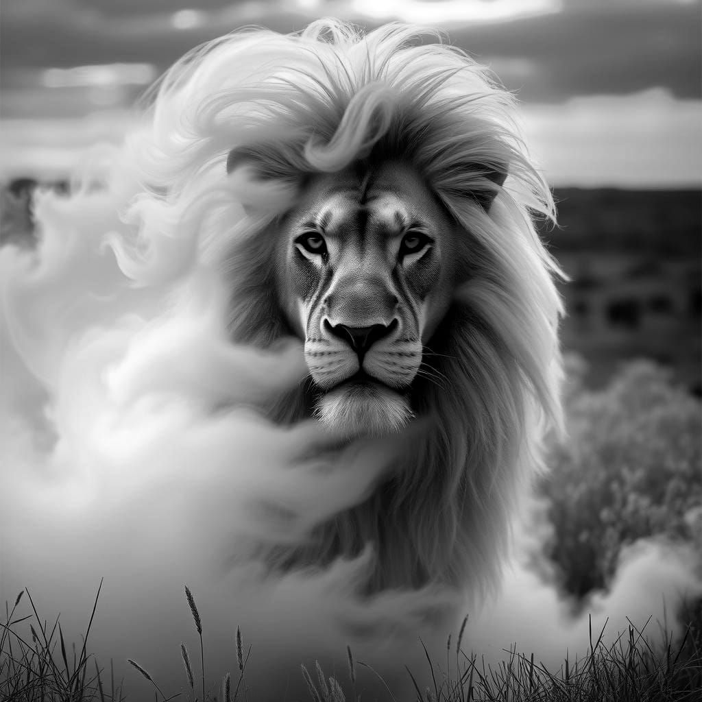 Ethereal Lion: A Mist-Formed Majesty