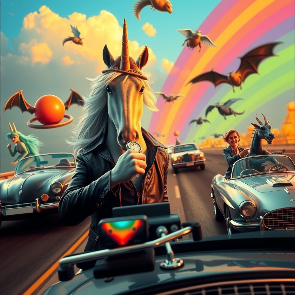 Unicorn Traffic Jam on Rainbow Highway: Cinematic Film