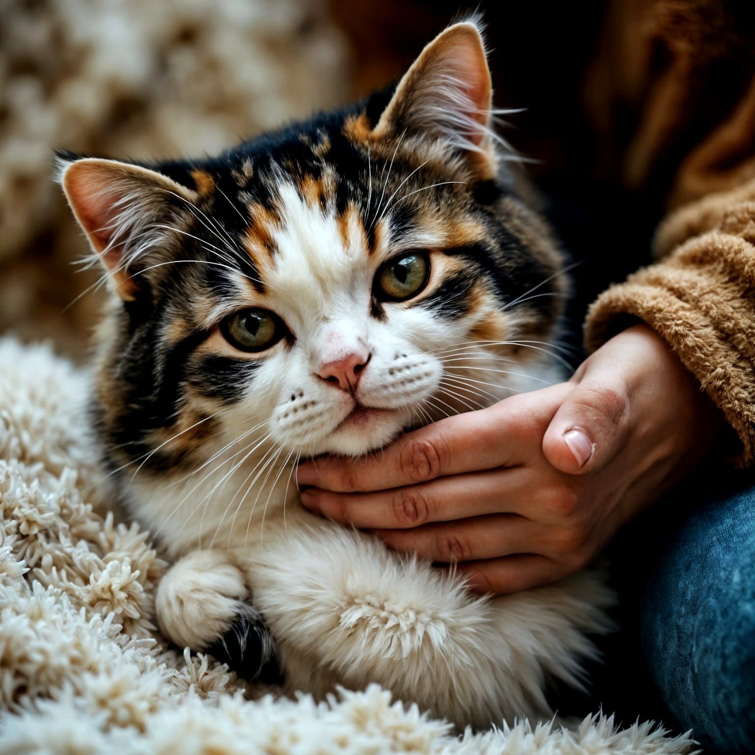 Black and White Tabby Cat Offers Belly for Rubs