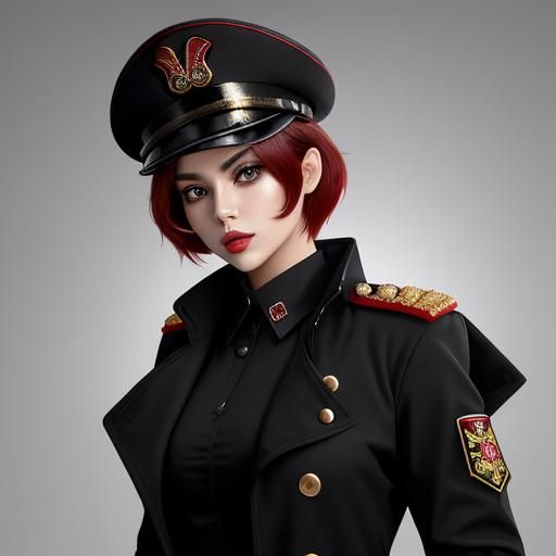 Sci-Fi Commissar with Red Hair and Gold Trim