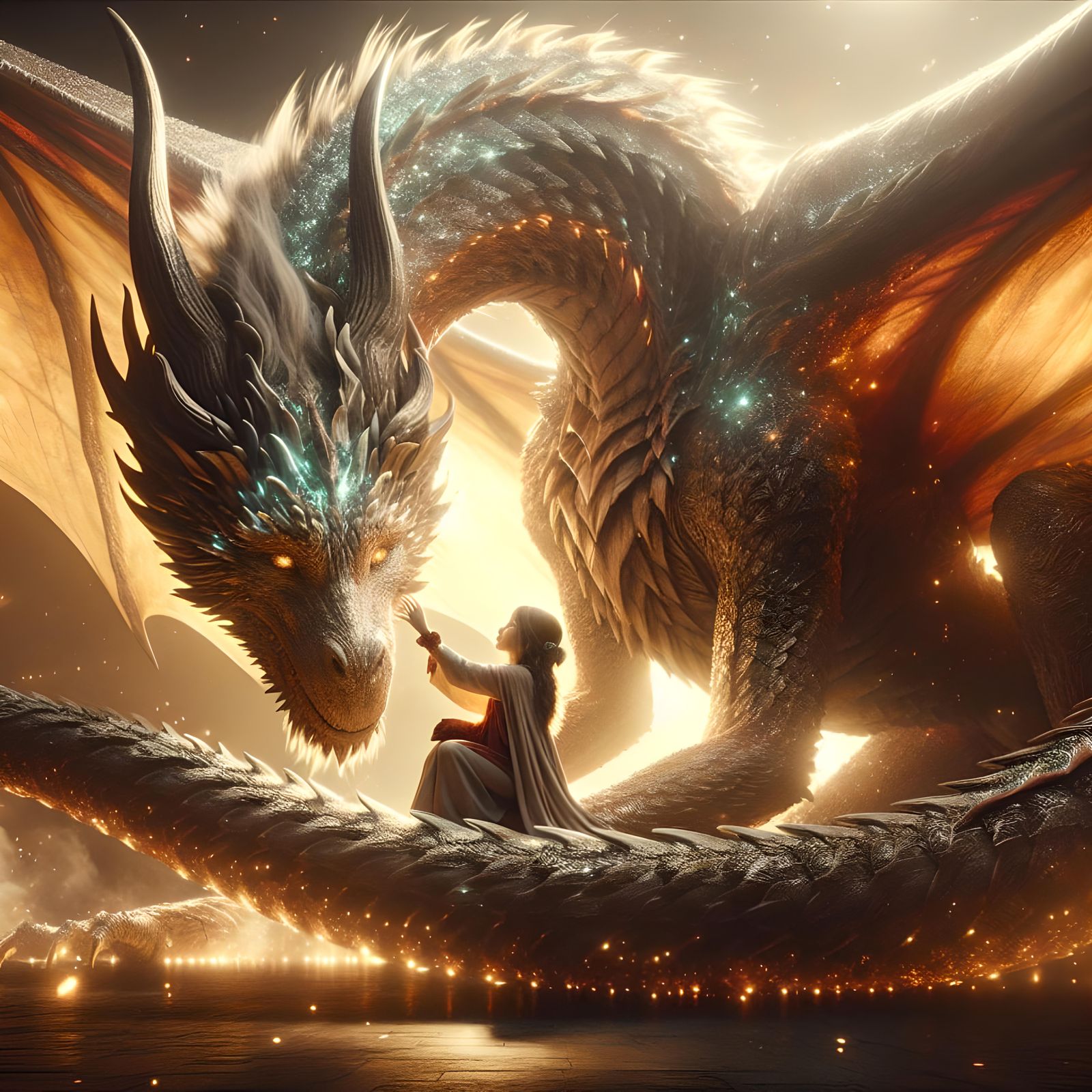 Dragon's Affection: A Heartwarming Embrace in Digital Art