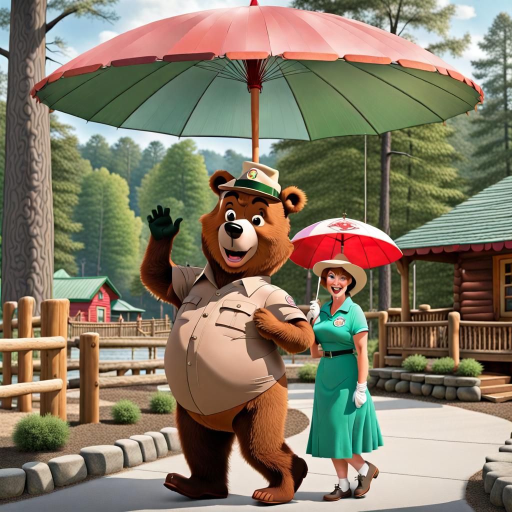 Cindy Bear with Parasol in Jellystone Park