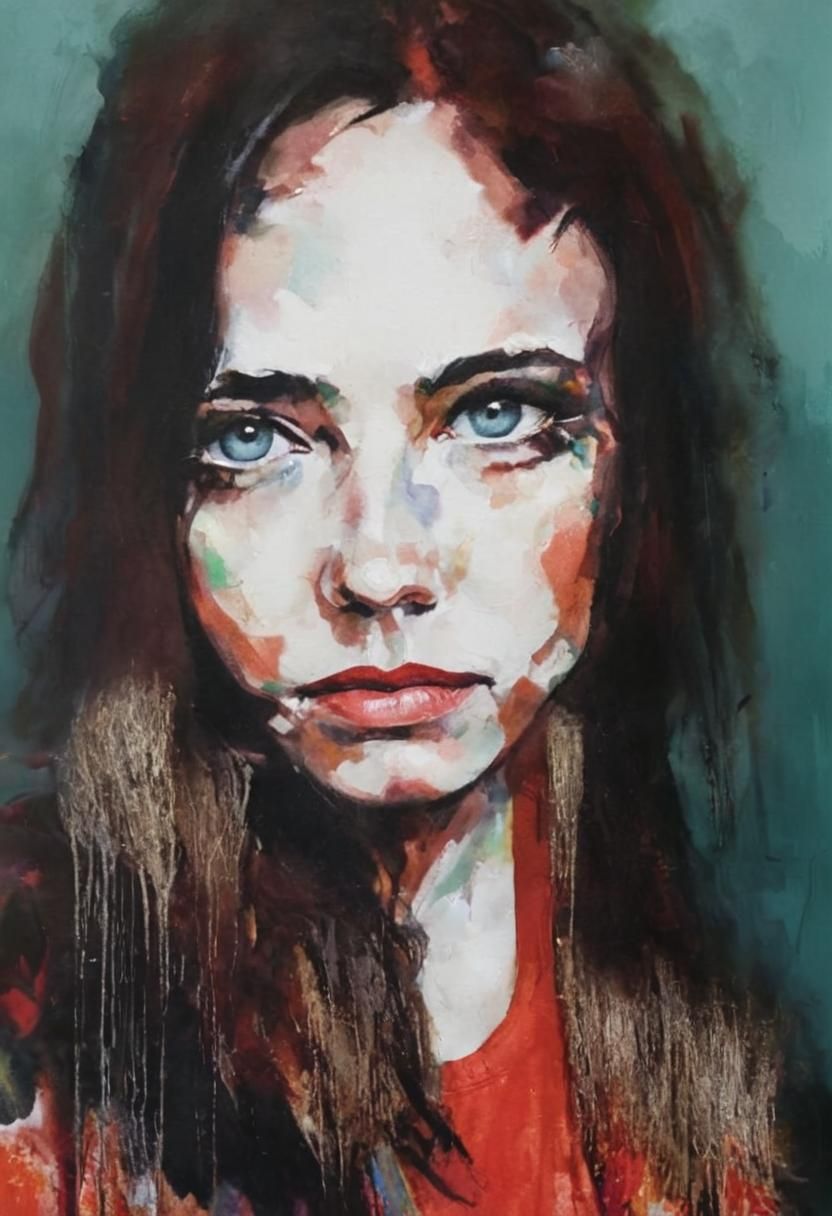 Elegant Lady Portrait as Impasto Painting