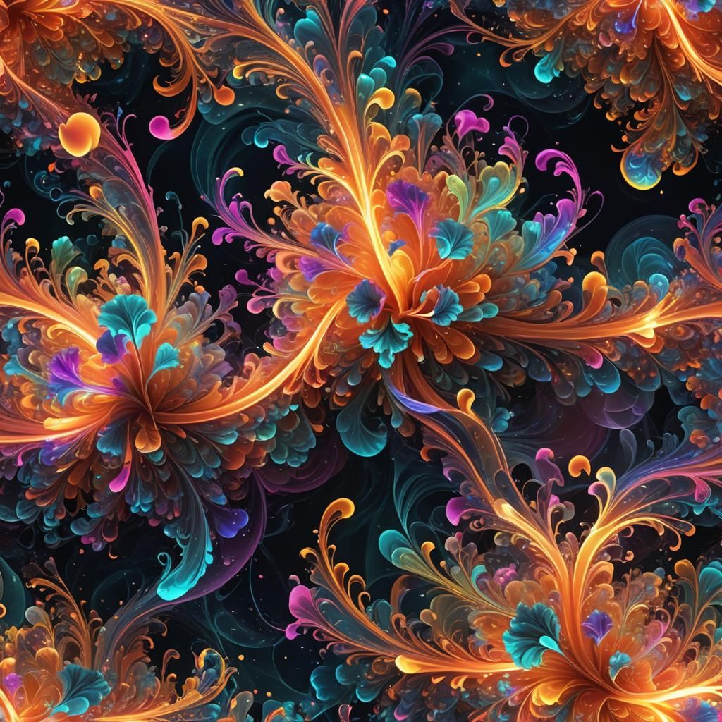 Iridescent Fractals Unfolding: A Digital Art Dreamscape