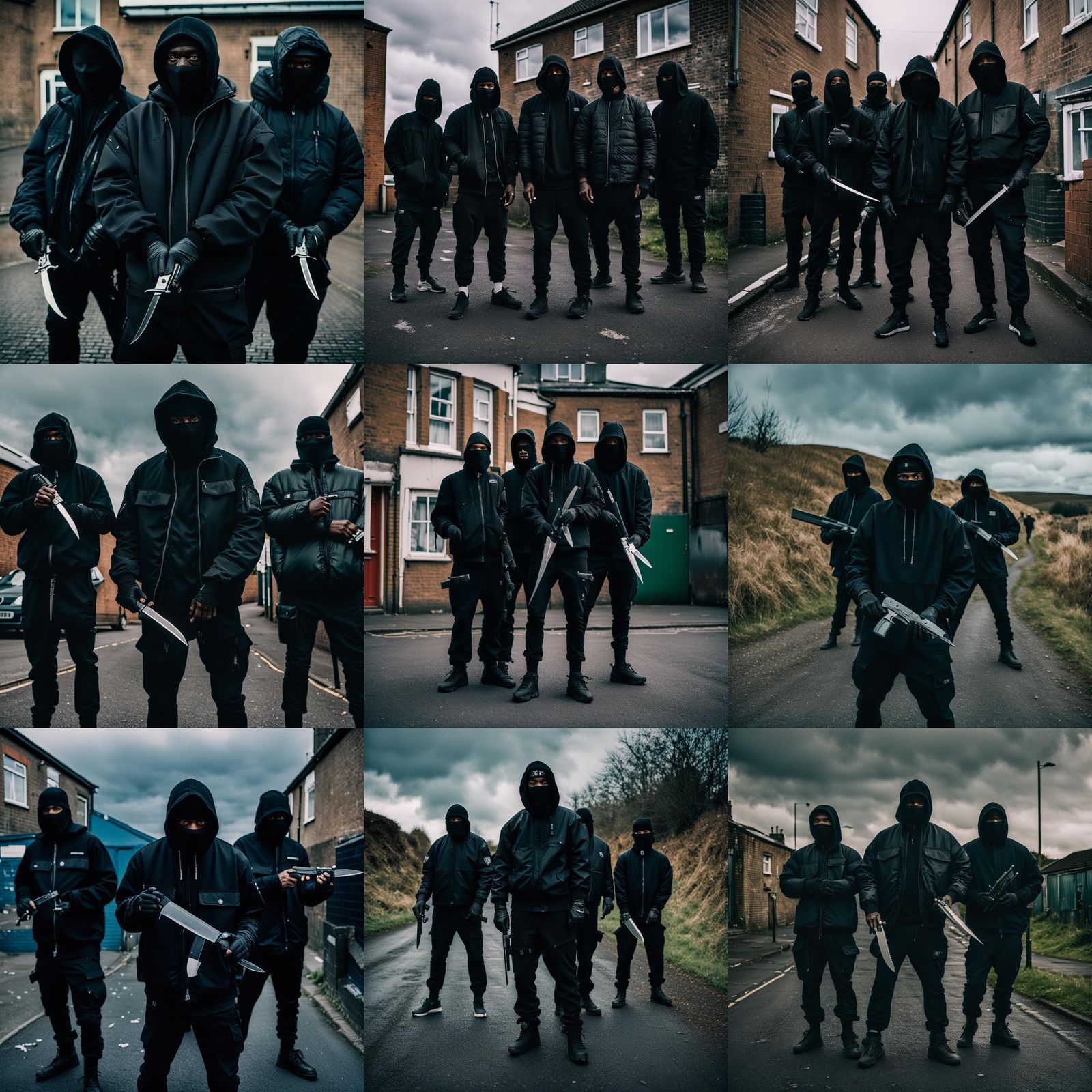 Cinematic Film Still of UK Roadmen