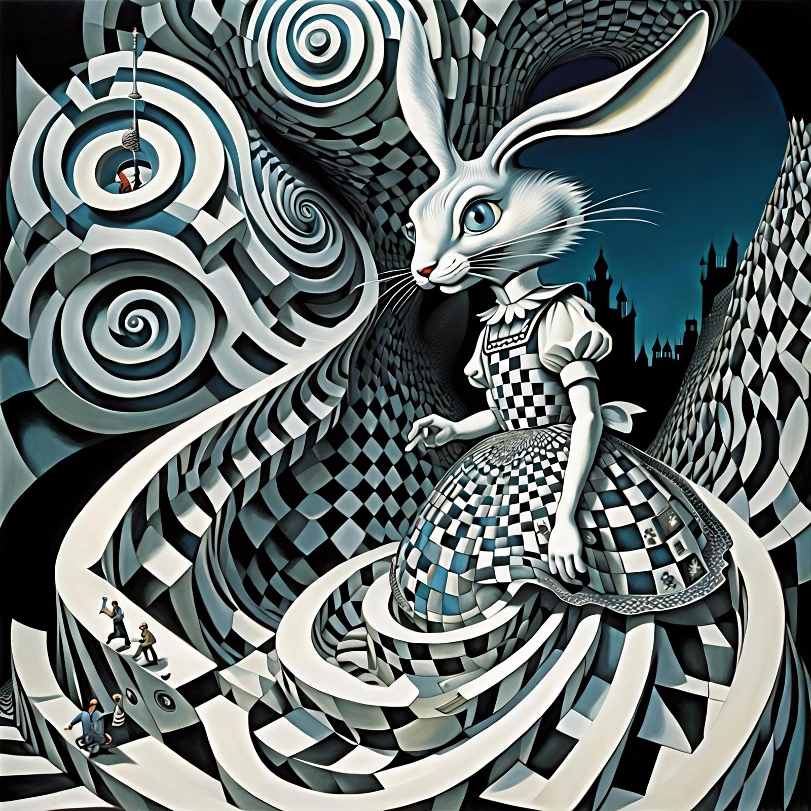 Mind-Bending Optical Illusion: Surreal Pop-Art Dreamscape