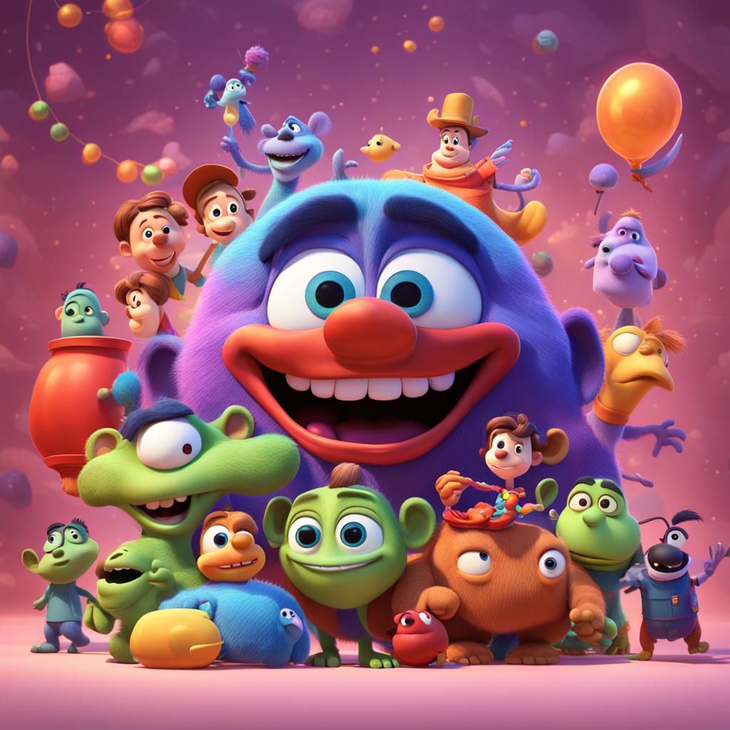 Pixar-Style 3D Digital Art with Radial Gradient