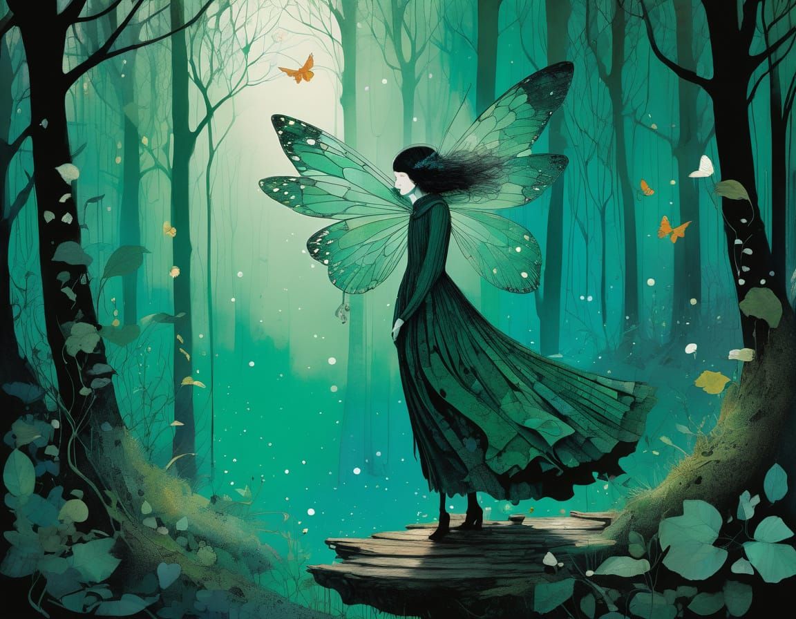 Enchanting Emerald Fairies in Mystical Woods