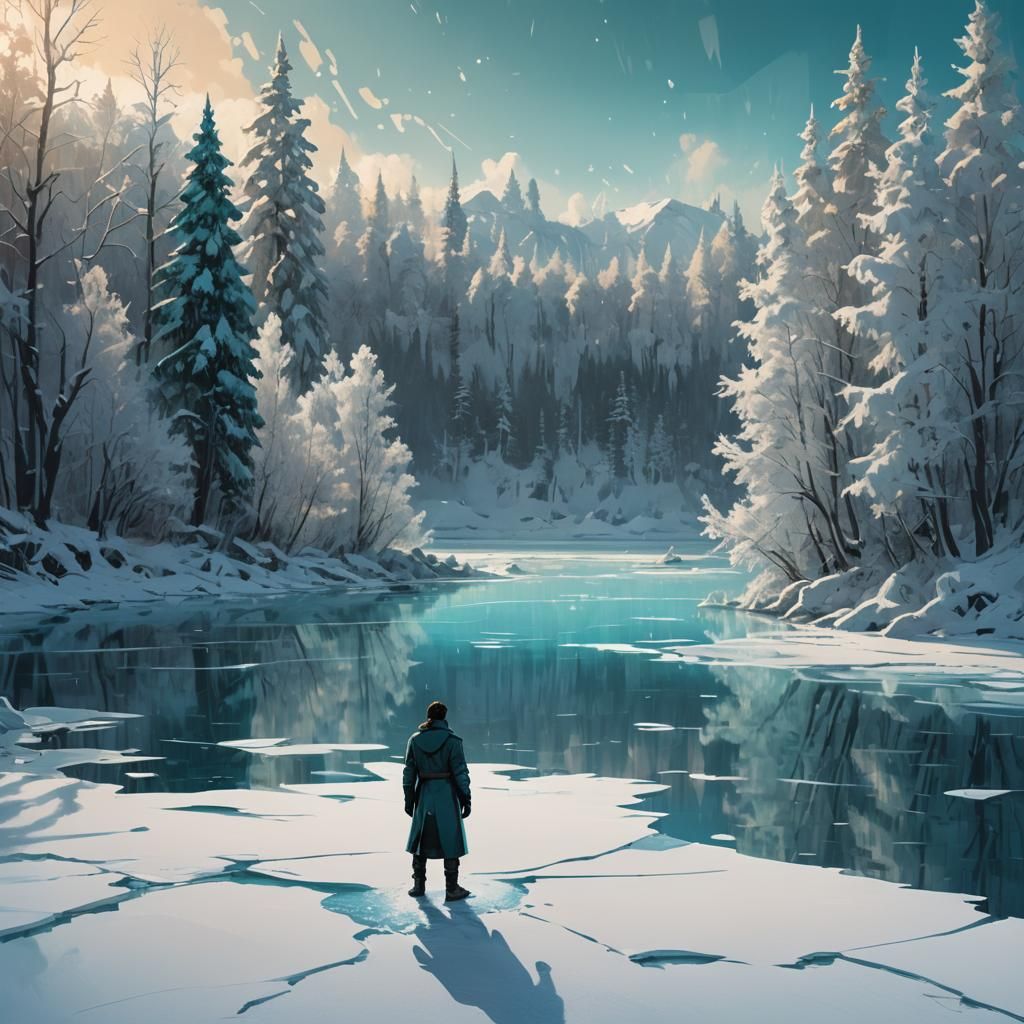 Frozen Lake: Modernist Concept Art in Winter
