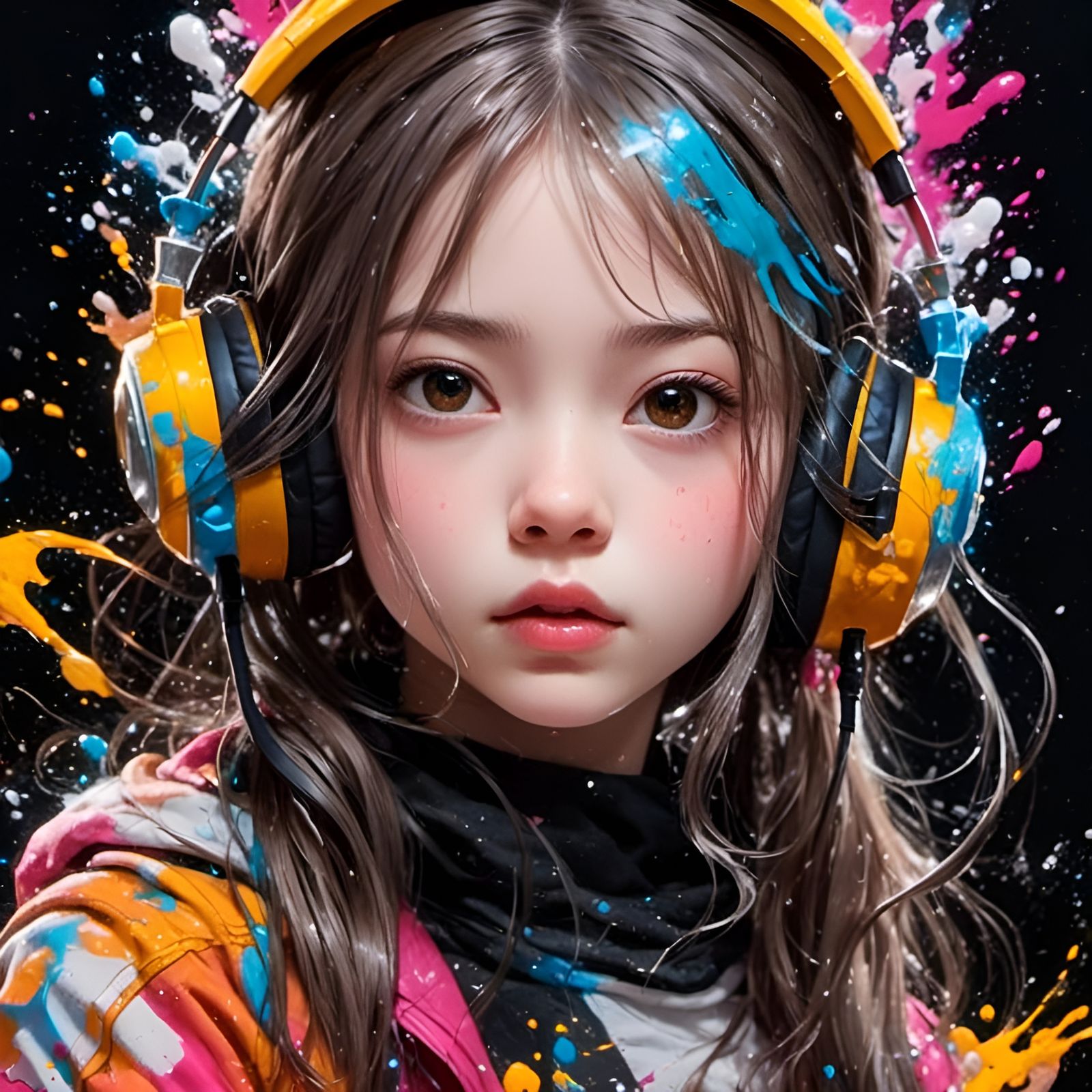 Colorful Graffiti Art Portrait in Street Style