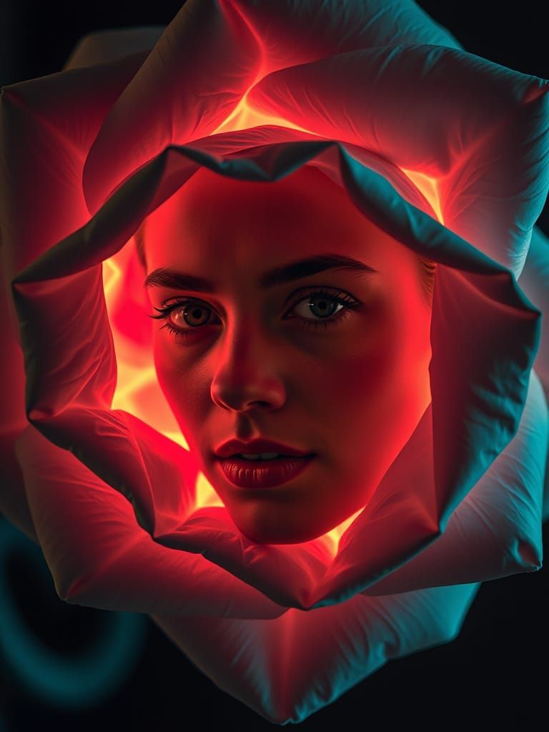 Ethereal Woman in Geometric Harmony