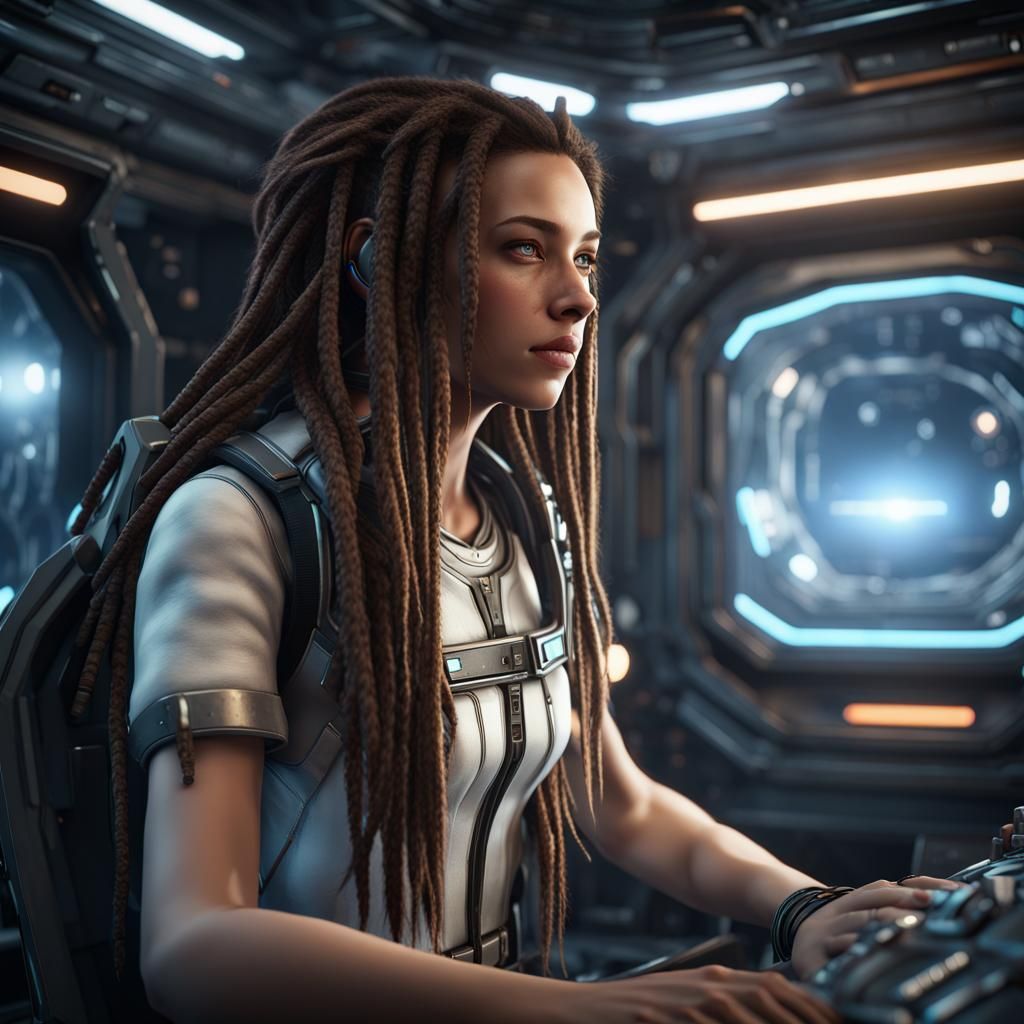 Luna in Spaceship: 3D Game Cinematic Graphics