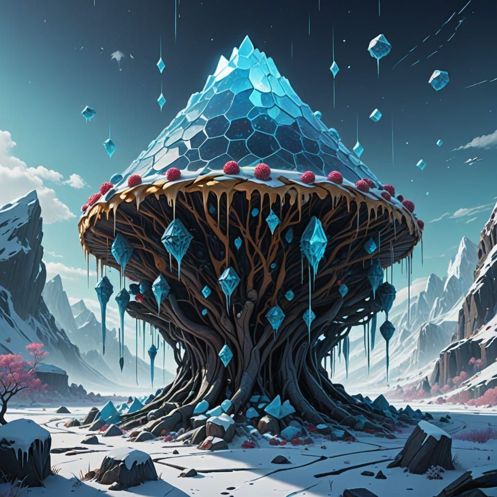 Ethereal Blue Raspberry Pie in Neon Dreamscape