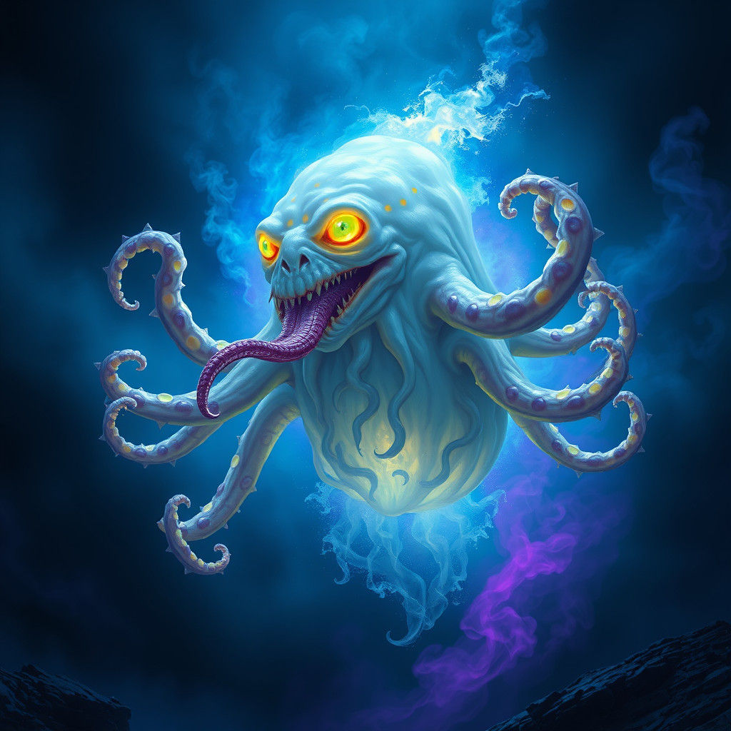 Mystical Evil Snowman Blob in Dark Fantasy Style